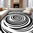 thumbnail image 1 of ODIKA 6'x9' Machine Washable Non-Slip Area Rug, Spiral Swirl Plush Contemporary Style High Traffic Rug, Black, 588498, 1 of 7