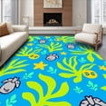 thumbnail image 1 of ODIKA 6'x9' Machine Washable Non-Slip Area Rug, Spirited Cartoon Sea Garden with Frolicking Axolotls and Ocean Plants High Traffic Rug, Blue, 721758, 1 of 7
