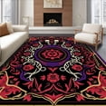 thumbnail image 1 of ODIKA 6'x9' Machine Washable Non-Slip Area Rug, Spooky Skeleton Hands with Interlocking Roses and Baroque Details High Traffic Rug with Pad, Black, 514470, 1 of 8