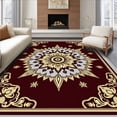 thumbnail image 1 of ODIKA 6'x9' Machine Washable Non-Slip Area Rug, Starburst Tree Skirt with Metallic Accent Holiday Floor High Traffic Rug with Pad, Maroon, 624752, 1 of 8