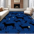thumbnail image 1 of ODIKA 6'x9' Machine Washable Non-Slip Area Rug, Starry Night Reindeer Bathroom Midnight Sky Suite High Traffic Rug with Pad, Blue, 627932, 1 of 8