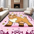 thumbnail image 1 of ODIKA 6'x9' Machine Washable Non-Slip Area Rug, Storybook Highland Cow with Twinkling Accents and Decorative Border High Traffic Rug, Brown, 629172, 1 of 7