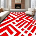 thumbnail image 1 of ODIKA 6'x9' Machine Washable Non-Slip Area Rug, Striped with Bold Angled Lines and Dynamic Flow High Traffic Rug with Pad, Red, 714398, 1 of 8