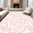 thumbnail image 1 of ODIKA 6x9 Machine Washable Non-Slip Area Rug, Stylish Interwoven Motif with Fluid Forms and Pastel Coloration High Traffic Rug, Pink, 376901, 1 of 7