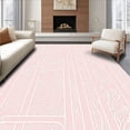 thumbnail image 1 of ODIKA 6'x9' Machine Washable Non-Slip Area Rug, Subtle Abstract Mesh with Delicate Interwoven Lines High Traffic Rug with Pad, Pink, 578290, 1 of 8