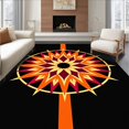 thumbnail image 1 of ODIKA 6'x9' Machine Washable Non-Slip Area Rug, Sunburst Medallion Hook Kit with Radiating Burst High Traffic Rug, Orange, 742475, 1 of 7