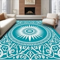 thumbnail image 1 of ODIKA 6'x9' Machine Washable Non-Slip Area Rug, Sunburst Medallion with Interlocking Petals and Motifs High Traffic Rug, Blue, 713767, 1 of 7
