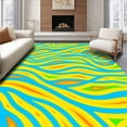 thumbnail image 1 of ODIKA 6'x9' Machine Washable Non-Slip Area Rug, Sunrise Ripple Interlocking Featuring Radiant Lines and Fluid Energy High Traffic Rug, Yellow, 705900, 1 of 7