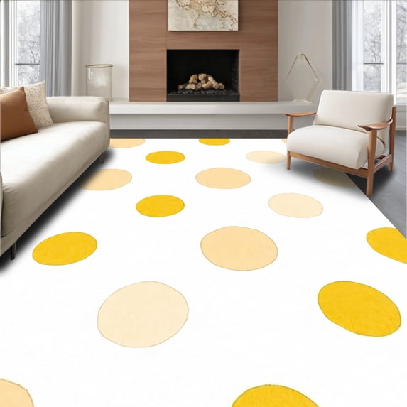 ODIKA 6'x9' Machine Washable Non-Slip Area Rug, Super Nursery Floor with Gentle Touch and Safety Features High Traffic Rug with Pad, Yellow, 615826