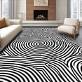 thumbnail image 1 of ODIKA 6'x9' Machine Washable Non-Slip Area Rug, Swirling Vortex Hypnotic Wave Patterned Stylish Luxurious Decoration High Traffic Rug, Black, 580871, 1 of 7