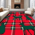 thumbnail image 1 of ODIKA 6'x9' Machine Washable Non-Slip Area Rug, Tartan Deer Seasonal Hallway High Traffic Rug, Red, 623100, 1 of 7