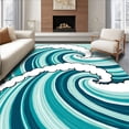 thumbnail image 1 of ODIKA 6'x9' Machine Washable Non-Slip Area Rug, Tidal Surge Wave Crest Bath with Rubber Backing High Traffic Rug with Pad, Blue, 713447, 1 of 8