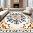 thumbnail image 1 of ODIKA 6'x9' Machine Washable Non-Slip Area Rug, Tile Inspired Fluffy with Ornaments High Traffic Rug, Beige, 529581, 1 of 7