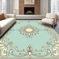 thumbnail image 1 of ODIKA 6'x9' Machine Washable Non-Slip Area Rug, Timeless Medallion With Decorative Scroll High Traffic Rug with Pad, Blue, 347814, 1 of 8