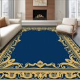 thumbnail image 1 of ODIKA 6'x9' Machine Washable Non-Slip Area Rug, Timeless Ornate Curvilinear Tapestry Grandeur High Traffic Rug with Pad, Blue, 666163, 1 of 8