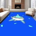 thumbnail image 1 of ODIKA 6'x9' Machine Washable Non-Slip Area Rug, Toothy Fish Decorative Needlework Project Beginner Handicraft High Traffic Rug with Pad, Blue, 619732, 1 of 8