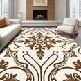 thumbnail image 1 of ODIKA 6'x9' Machine Washable Non-Slip Area Rug, Traditional Damask Patterned Non Slip Indoor with Elegant Scrollwork High Traffic Rug, Brown, 593386, 1 of 7