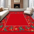 thumbnail image 1 of ODIKA 6'x9' Machine Washable Non-Slip Area Rug, Holly Berry Vine Design Hallway with Botanical Christmas High Traffic Rug with Pad, Red, 606681, 1 of 8