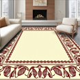 thumbnail image 1 of ODIKA 6'x9' Machine Washable Non-Slip Area Rug, Traditional Paisley Motif with Intricate Border Design High Traffic Rug, Ivory, 663148, 1 of 7