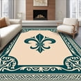 thumbnail image 1 of ODIKA 6'x9' Machine Washable Non-Slip Area Rug, Traditional Scrollwork Medallion with Faded Fleur De Center Motif High Traffic Rug with Pad, Beige, 593776, 1 of 8