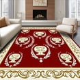 thumbnail image 1 of ODIKA 6'x9' Machine Washable Non-Slip Area Rug, Trophy Laurel Interlocking Medallion Sports High Traffic Rug, Red, 675568, 1 of 7