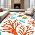 thumbnail image 1 of ODIKA 6'x9' Machine Washable Non-Slip Area Rug, Tropical Fish Coral Reef Doormat Underwater Entry Accent High Traffic Rug, Orange, 706979, 1 of 7