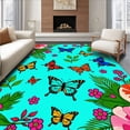 thumbnail image 1 of ODIKA 6'x9' Machine Washable Non-Slip Area Rug, Tropical Swallowtail with Exotic Bloom Arrangements High Traffic Rug, Cyan, 456130, 1 of 7