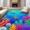thumbnail image 1 of ODIKA 6'x9' Machine Washable Non-Slip Area Rug, Underwater Sea and Coral Reef Art High Traffic Rug with Pad, Blue, 681588, 1 of 8