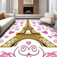 thumbnail image 1 of ODIKA 6'x9' Machine Washable Non-Slip Area Rug, Valentine Blossom Tower with Petaled Hearts and Whimsical Swirls High Traffic Rug, Gold, 656825, 1 of 7