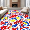 thumbnail image 1 of ODIKA 6'x9' Machine Washable Non-Slip Area Rug, Vibrant Abstract Animal Inspired Design with Dynamic Color Splashes High Traffic Rug with Pad, Red, 727425, 1 of 8