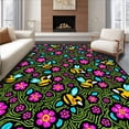 thumbnail image 1 of ODIKA 6'x9' Machine Washable Non-Slip Area Rug, Vibrant Honeybee And Pollinator Mosaic With Interlocking Floral High Traffic Rug, Pink, 720230, 1 of 3