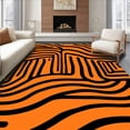 thumbnail image 1 of ODIKA 6'x9' Machine Washable Non-Slip Area Rug, Vibrant Jungle Cat Motif with Energetic Stripes High Traffic Rug with Pad, Orange, 724137, 1 of 8
