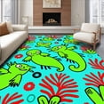 thumbnail image 1 of ODIKA 6'x9' Machine Washable Non-Slip Area Rug, Vibrant Life Showcasing Cartoon Axolotl and Ocean Plants High Traffic Rug, Green, 721731, 1 of 7