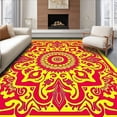 thumbnail image 1 of ODIKA 6'x9' Machine Washable Non-Slip Area Rug, Vibrant Tapestry Swirl Enchanted Garden Floral Fantasy High Traffic Rug with Pad, Red, 618141, 1 of 8