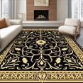 thumbnail image 1 of ODIKA 6'x9' Machine Washable Non-Slip Area Rug, Victorian Featuring Intertwined Vines and Stylized Petals High Traffic Rug with Pad, Black, 462809, 1 of 8
