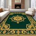 thumbnail image 1 of ODIKA 6x9 Machine Washable Non-Slip Area Rug, Victorian Laurel Medallion Botanical Scrollwork High Traffic Rug with Pad, Green, 663518, 1 of 8