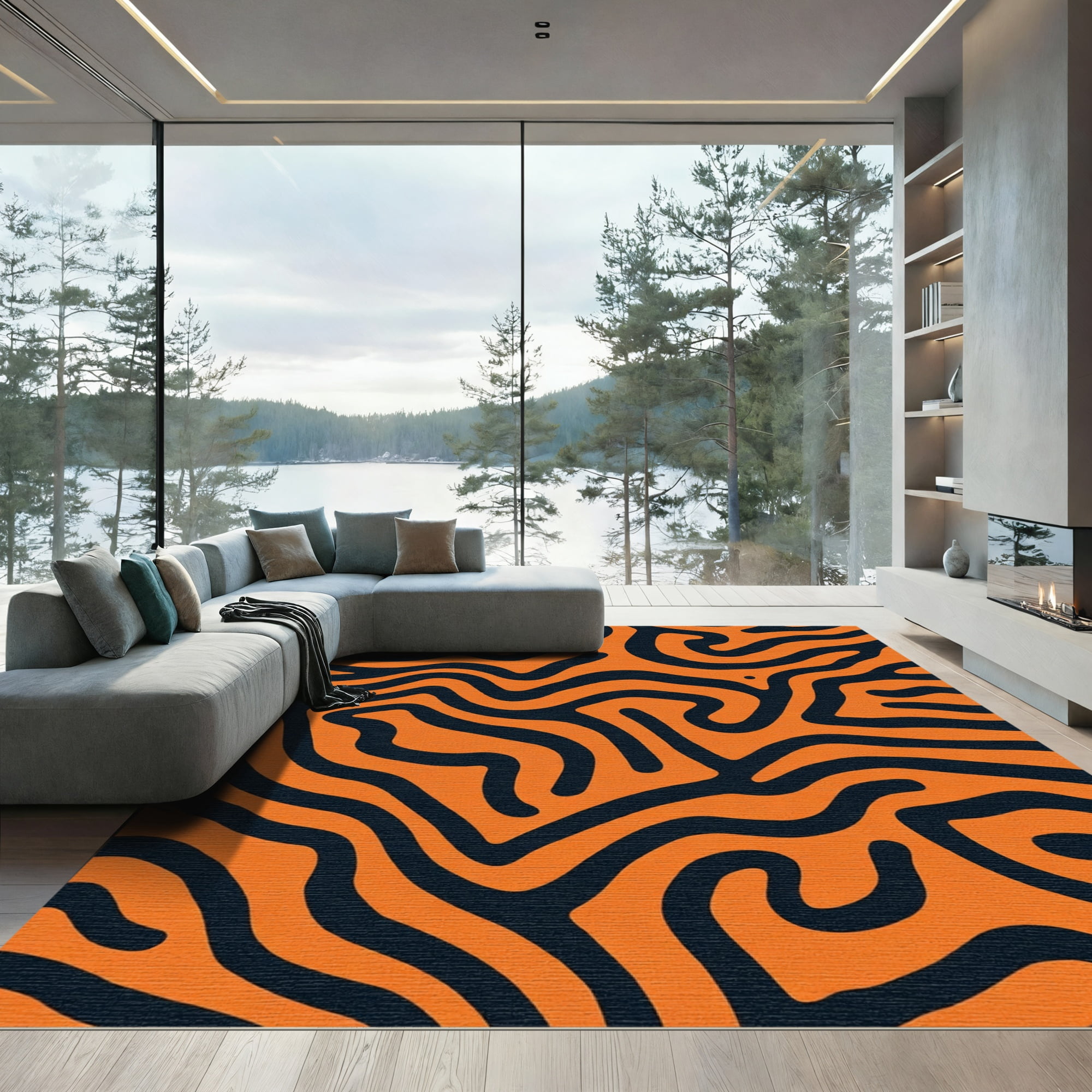 ODIKA 6x9 Machine Washable Non-Slip Area Rug, Vintage Animal Print with ...