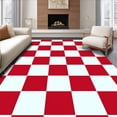 thumbnail image 1 of ODIKA 6'x9' Machine Washable Non-Slip Area Rug, Vintage Checkerboard with Retro Inspired Squares High Traffic Rug, Red, 618411, 1 of 7