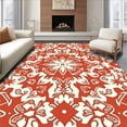 thumbnail image 1 of ODIKA 6'x9' Machine Washable Non-Slip Area Rug, Vintage Floral Medallion with Ornate Interlocking Petals and Vines High Traffic Rug with Pad, Red, 464817, 1 of 8
