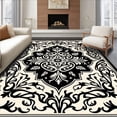 thumbnail image 1 of ODIKA 6'x9' Machine Washable Non-Slip Area Rug, Vintage Floral Medallion With Elegant Botanical Ornaments High Traffic Rug, Black, 566183, 1 of 7