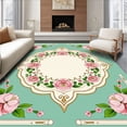 thumbnail image 1 of ODIKA 6'x9' Machine Washable Non-Slip Area Rug, Vintage Floral Medallion with Base High Traffic Rug with Pad, Pink, 575282, 1 of 8