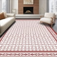 thumbnail image 1 of ODIKA 6'x9' Machine Washable Non-Slip Area Rug, Vintage Inspired Floral Lattice with Delicate Scrollwork and Decorative Accents High Traffic Rug with Pad, Red, 665911, 1 of 8