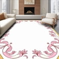 thumbnail image 1 of ODIKA 6'x9' Machine Washable Non-Slip Area Rug, Vintage Inspired Scrollwork with Baroque Flourish Details High Traffic Rug with Pad, Pink, 495401, 1 of 8
