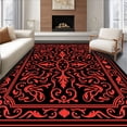 thumbnail image 1 of ODIKA 6'x9' Machine Washable Non-Slip Area Rug, Vintage Inspired Scrollwork with Elaborate Flourishes High Traffic Rug with Pad, Black, 665313, 1 of 8