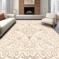 thumbnail image 1 of ODIKA 6'x9' Machine Washable Non-Slip Area Rug, Vintage Lattice Medallion with Elegant Interlocking Motifs High Traffic Rug, Ivory, 478555, 1 of 7