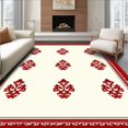 thumbnail image 1 of ODIKA 6'x9' Machine Washable Non-Slip Area Rug, Vintage Nobility Damask Jewel Entrance Charm High Traffic Rug with Pad, Ivory, 666466, 1 of 8