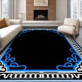 thumbnail image 1 of ODIKA 6'x9' Machine Washable Non-Slip Area Rug, Vintage Scrollwork Panel with Decorative Perimeter Accent High Traffic Rug with Pad, Black, 461296, 1 of 8