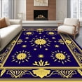 thumbnail image 1 of ODIKA 6'x9' Machine Washable Non-Slip Area Rug, Vintage Sleigh Bell Motif Holiday Theme Pair High Traffic Rug, Blue, 623646, 1 of 7