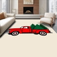 thumbnail image 1 of ODIKA 6'x9' Machine Washable Non-Slip Area Rug, Vintage Truck Christmas Tree Farm Entrance Holiday Transport High Traffic Rug, Red, 628090, 1 of 7