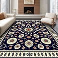 thumbnail image 1 of ODIKA 6'x9' Machine Washable Non-Slip Area Rug, Vita Floral Medallions Overdyed Saturated Heritage Classic High Traffic Rug, Navy, 663345, 1 of 7